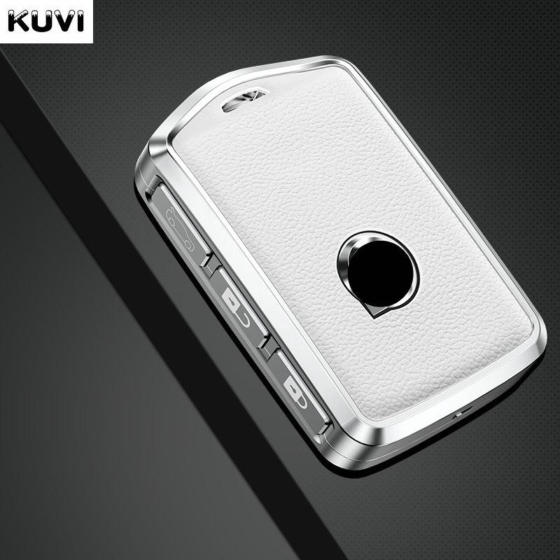 Custodia Protettiva in Metallo e Vera Pelle per Portachiavi Smart Auto Adatta per Volvo Xc60 Xc40 Xc90 S90 V60 S60 V90 2010- Portachiavi Anello Protettivo