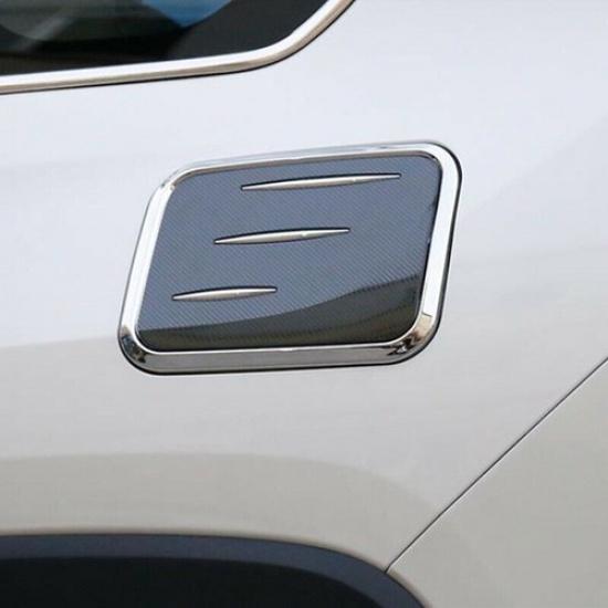 For Toyota RAV4 - Chrome + Carbon Fiber Fuel Gas Tank Cap Cover Trim