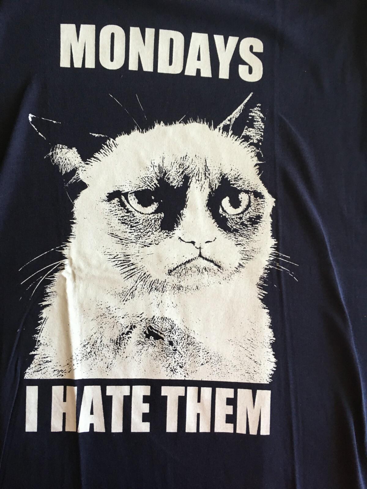 Grumpy Cat Novelty-Mondays I Hate Them Men T-Shirt Available in SmM New XXL