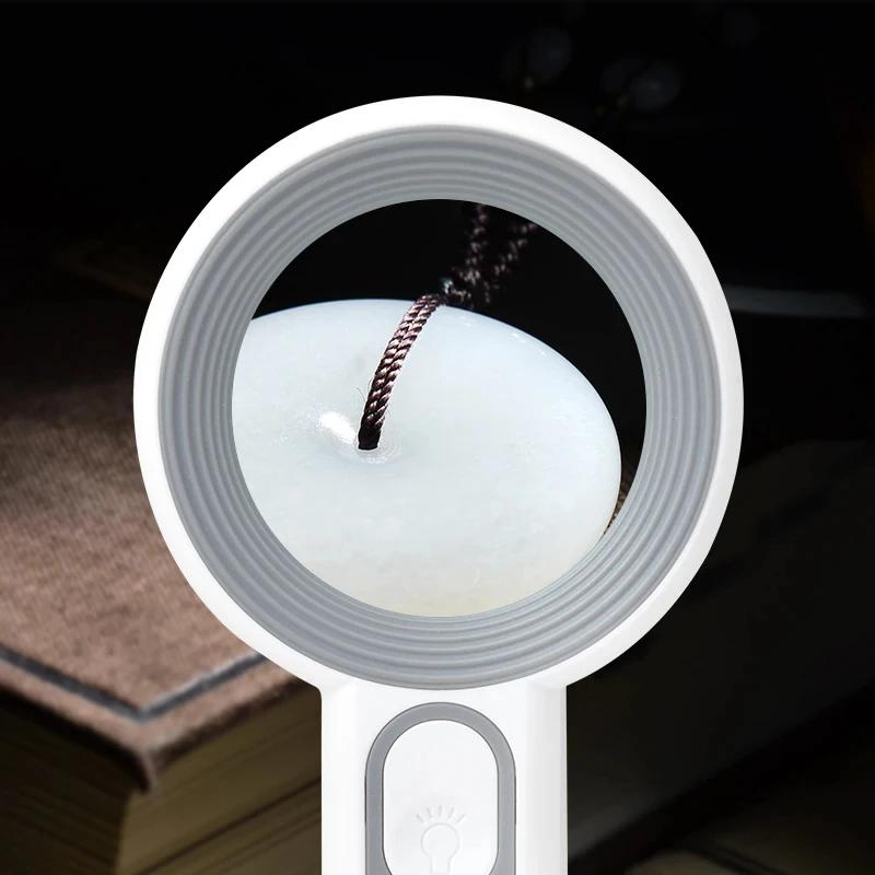 Rechargeable 12X Handheld Magnifier with LED Light 3 Modes Senior Reading Jewelry Craft Repair Inspection Tool