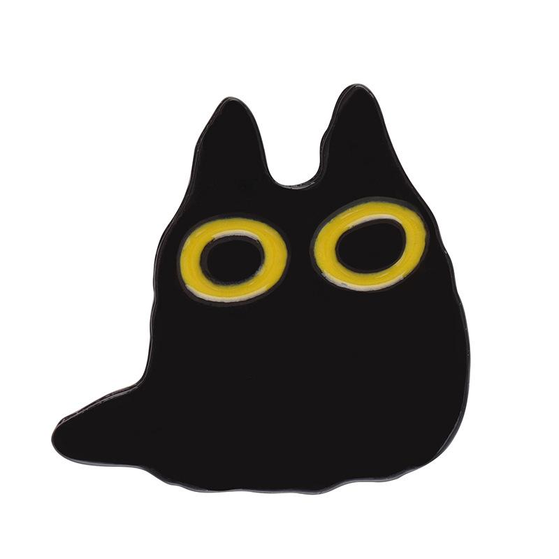 Cute Cat Black Brooch Set With Delightful Floral And Plant Motifs Perfect For Fall Fashion