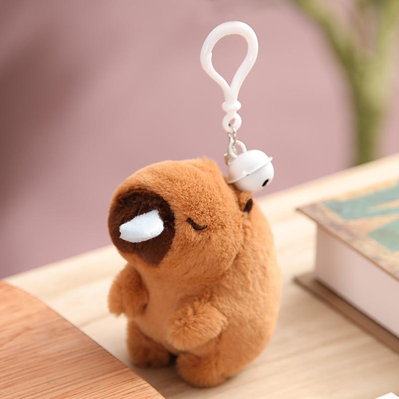 Colorful Capybara Stuffed Animal Key Ring Bag Charm Wag Tail Rodent