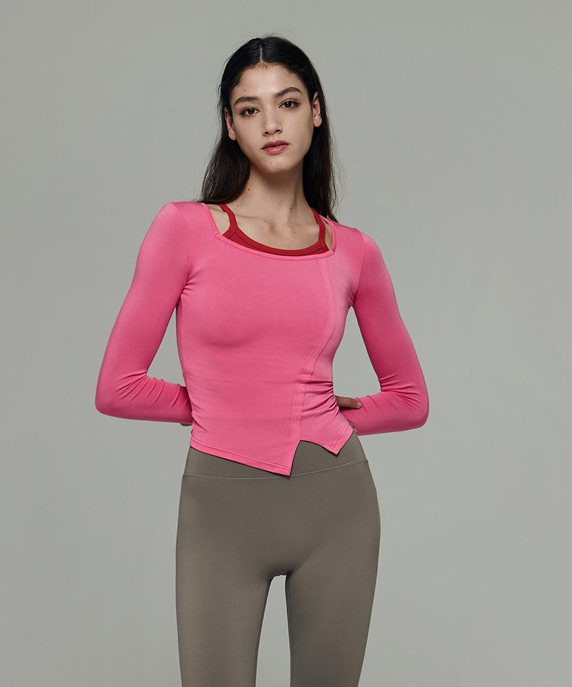 Debiweeo Slash Square Neck Crop Top Devi-T0089-Deep Pink
