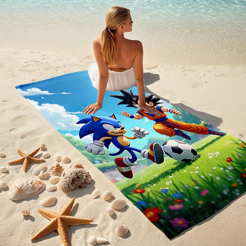 1pc Sonic Goku Adventure Cartoon Quick Dry Microfiber Bath Towel for Swimming Surfing Camping Unisex Holiday. SJT720169