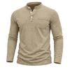 Men S Vintage Washed Long Sleeve Stand Collar Henley Shirt