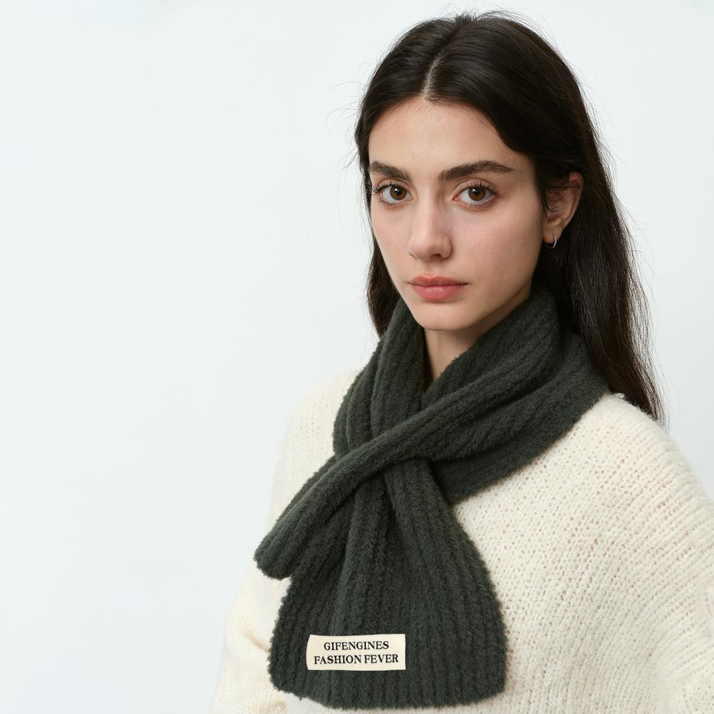 Designer's New Autumn and Winter Personality Sweet and Versatile Warm Cross High-end Knitted Scarf Small Scarf Women