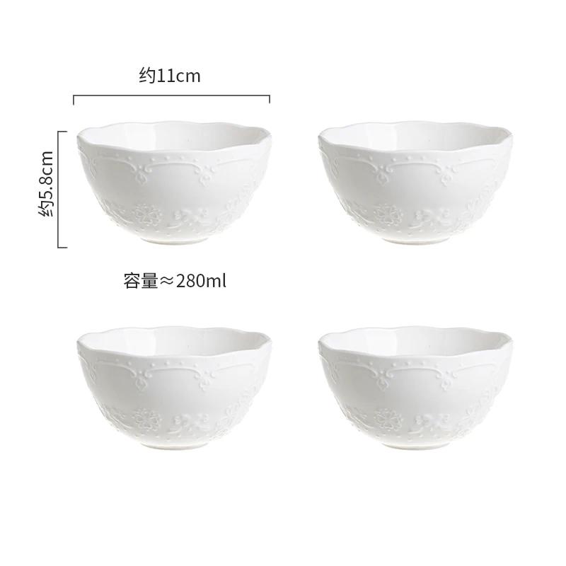 Набор из 18 предметов рельефных керамических мисок / набор тарелок и мисок / домашний обеденный набор / набор мисок и тарелок в европейском стиле as shown