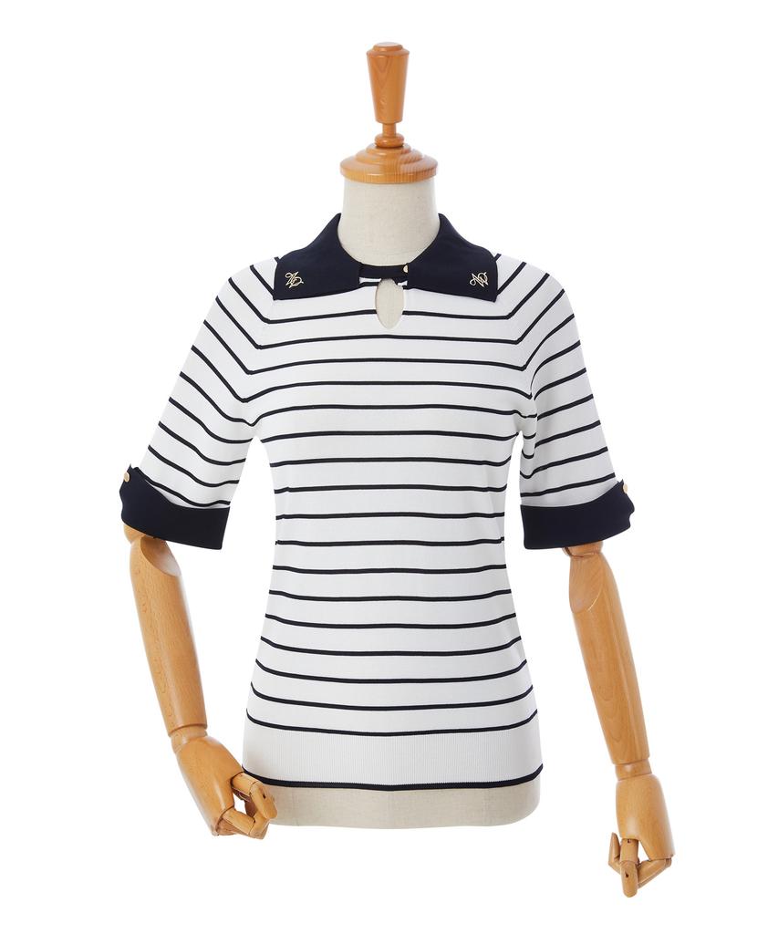 AOW Squar Collar Stripe Knit