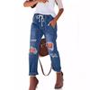 Womens High Waist Straight Leg Jeans Distressed Ripped Denim Pants Casual Daily Wear