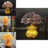 Exquisite Feng Shui Money Tree Featuring Yellow Citrine And Amethyst Crystal Leaves
