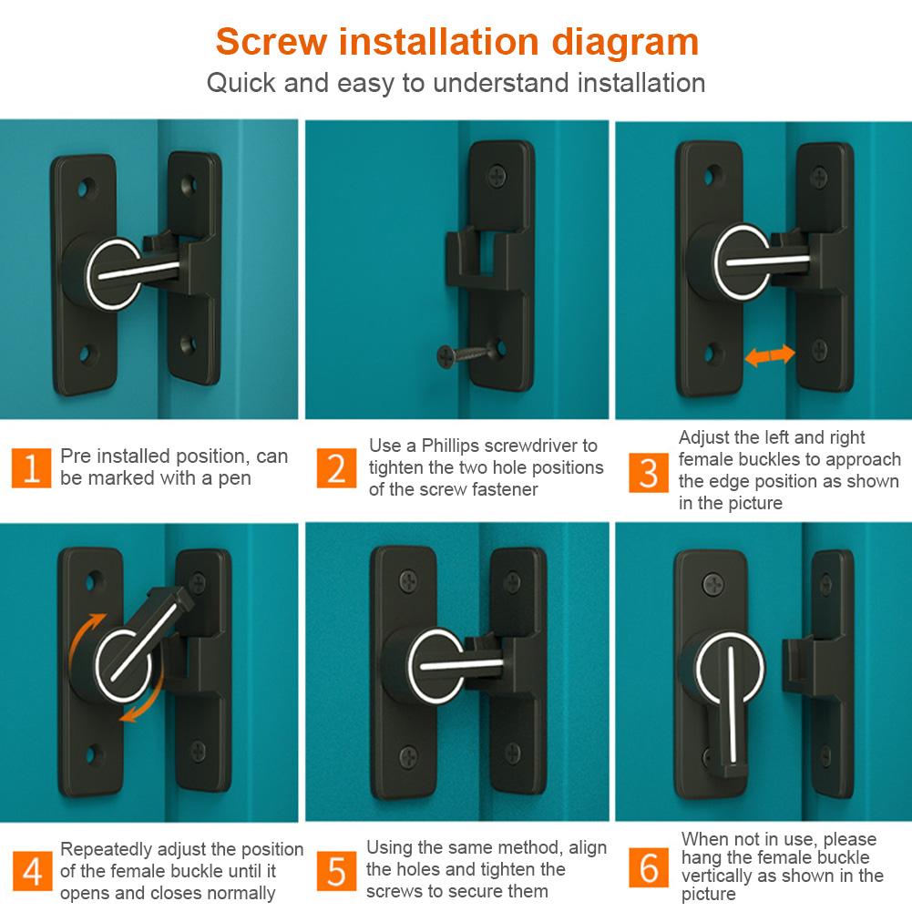 Leuchtender Klapptürriegel, robuster Schiebetürriegel für Scheunentüren, 90-Grad-Sicherheitstürriegel, Schloss aus Zinklegierung, Badezimmertürschloss