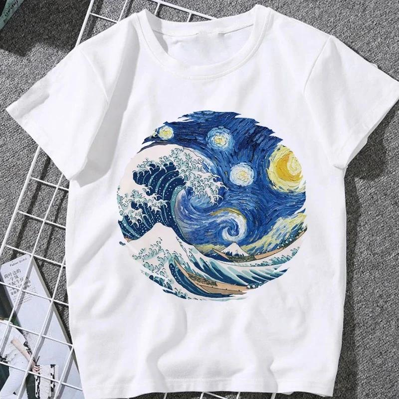 This Stylish Women's Summer T-shirt Features A Whale and Wave Print, in A Trendy Japanese Harajuku Style.Summer Streetwear Y2K
