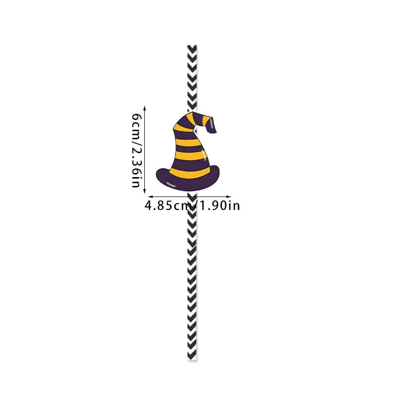 Event Paper Halloween Straws With Witch And Pumpkin Illustrations Festive For