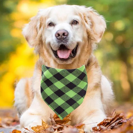Dog Bandana Classic Plaid Pattern Fashion Dress Up Accessories Puppy Bib Pet