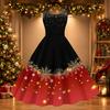 Women's Sexy Off Shoulder Christmas Print Retro Dress for Party