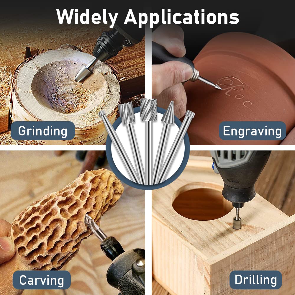 New 10pc HSS Woodwork Rotary File Handmade DIY Electric Grind and Grinding Head Engrave Mill Cutter Natural Color Drill Bit Set