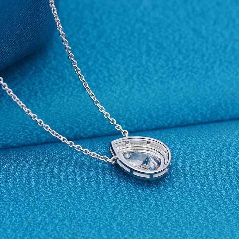 Tancise Jewelry S925 Silver Pendant Inlaid with 8*12 Drop-shaped High Carbon Diamond Fashion Women Necklace 40+5.