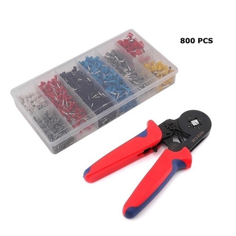 Crimper Plier Set, Self-adjustable Wire Crimping Tools Wire Crimping Terminals  Wire Cable Tube Terminals  with 800/1200PCS Sets 0.25-10mm²