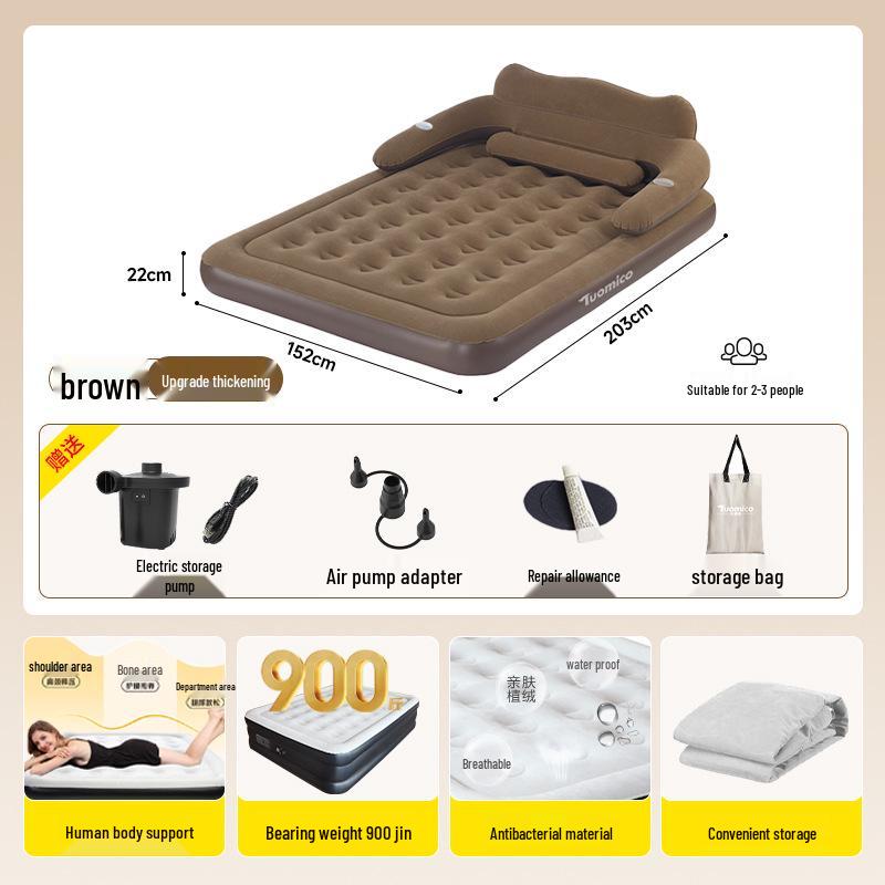 Inflatable Double Mattress with Electric Air Pump - Portable for Home and Outdoor Use