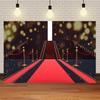 Fondo Fotografico Tappeto Rosso di Hollywood, Tema Uscita Film e Premio Oscar, Fondo Fotografico Focalizzato sull'Oro, Decorazioni per Eventi e Palchi