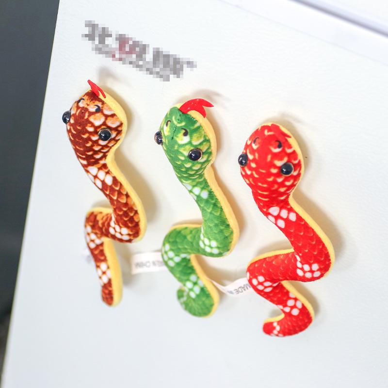 Cute Magnetic Snake Doll Plush Animal Refrigerator Stickers Zodiac Snake Year Mascot Magnetic Plush Snake Decorative Toys