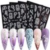 1 Sheet White Embossed Flower Lace 5D Sticker Decal Wedding Nail Art Designs Floral Manicure Decor Nail Art Decorations