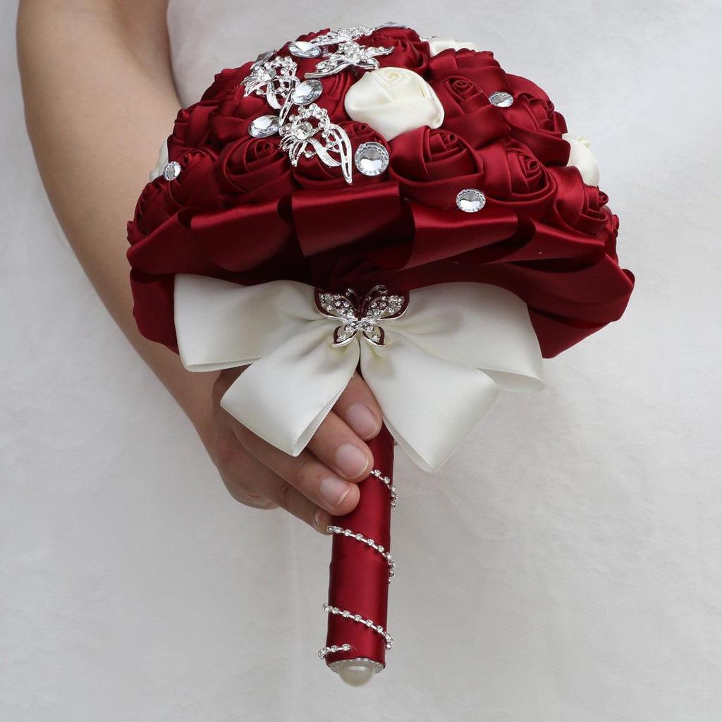 Wifelai Butterfly Drill Ribbon Bridal Bouquet W2216