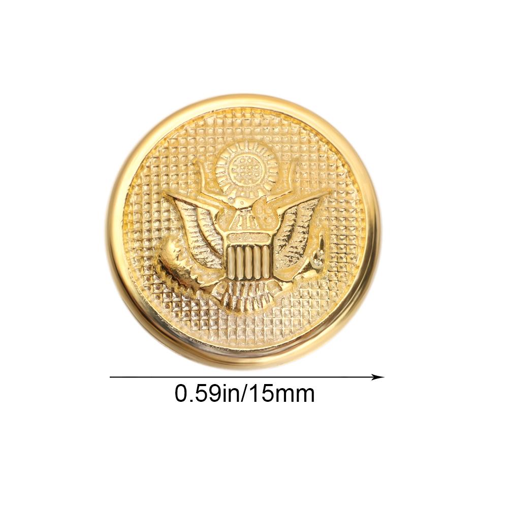 10PCS Gold Silver 15mm Round Metal Eagle Button Blazer Suits Uniform Buttons Eagle Badge Sewing Clothing DIY Clothing Accessory