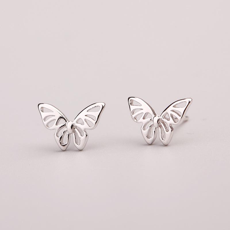 925 Silver Needles Silver Color Mini Star Heart Butterfly Stud Earrings for Women Hypoallergenic Daily Wear Ear Girls Pierc Gift