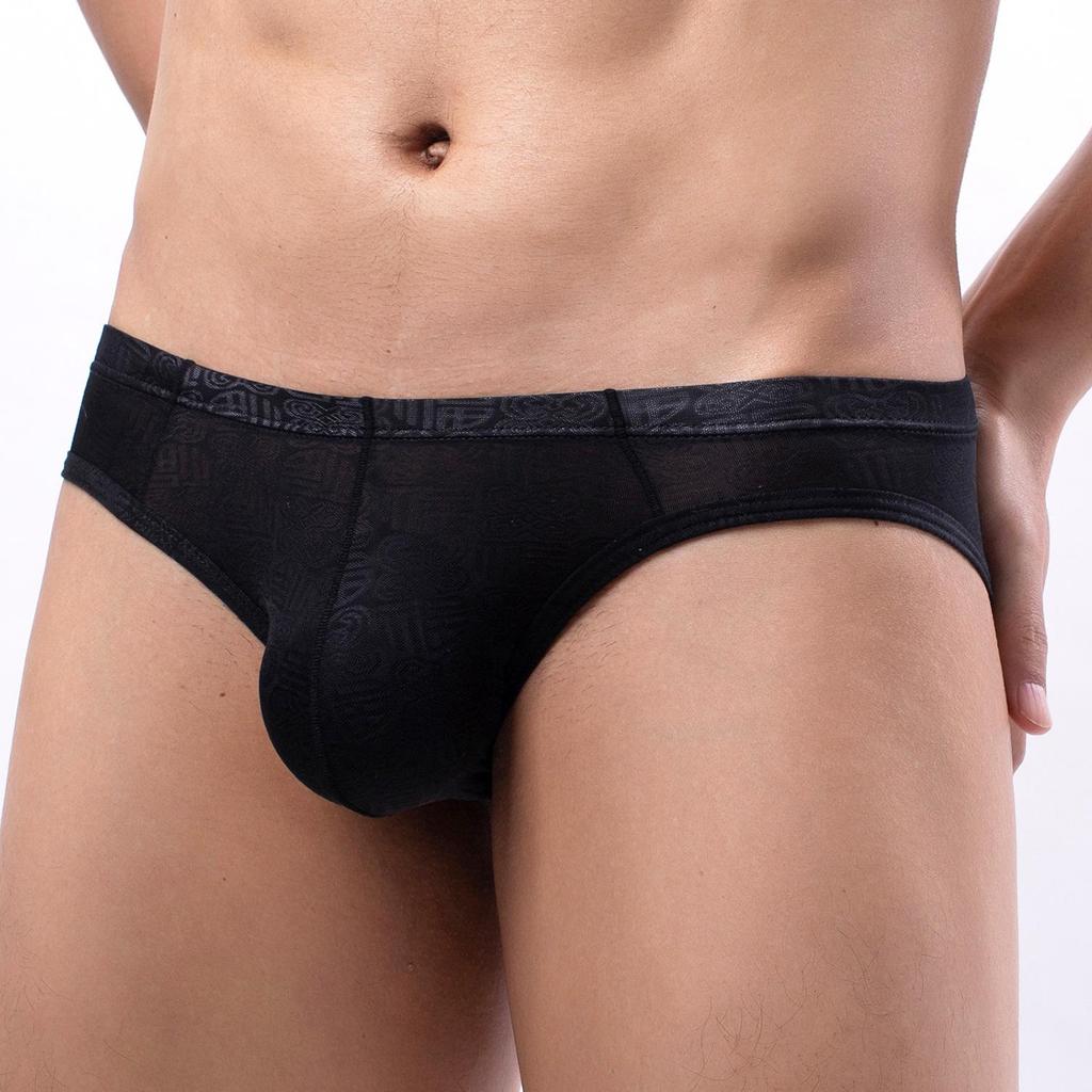 Men's Sexy Nylon Jacquard Breathable Briefs