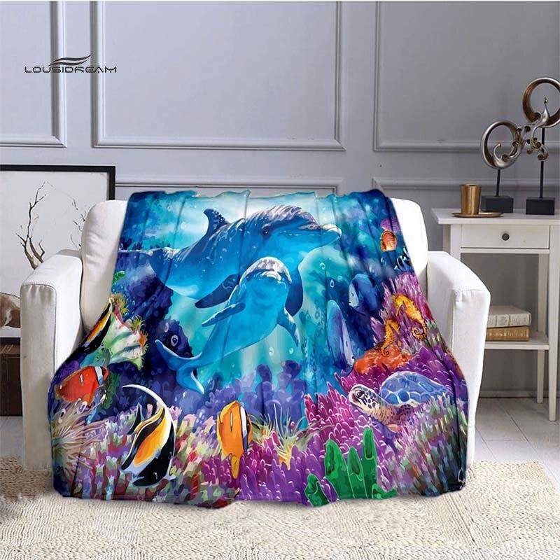 LOUSIDREAM Marine Life Flannel Blankets for Bed Home Travel Adult Flannel Blanket for Couch Bed Living Room Sofa Child Keep Warm