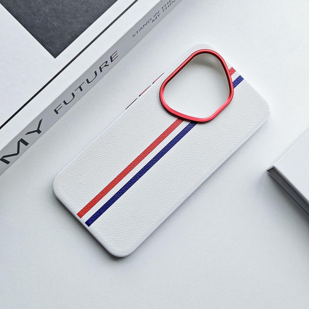 New Trendy Plain Leather Striped Case for Honor 400 Honor 400 Pro Three-color Vertical Stripe Matte Leather Phone Case
