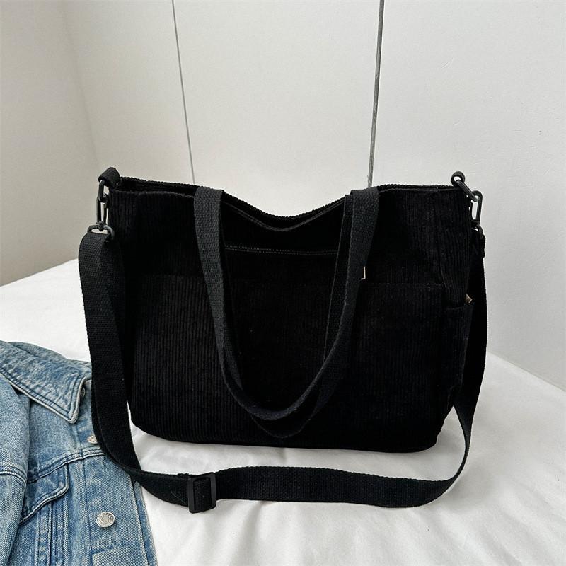 

Stylish And Simple 2024 Summer Women s Canvas Handbag Large Capacity Street Fashion Tote чёрный