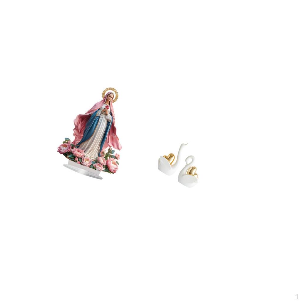 Nativity Scene Sculpture Swan Figurine Acrylic Table Ornament Ceramic Statue Standing Decor with