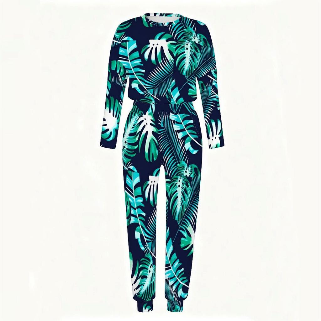 Women Crew Neck Long Sleeve Top And Straight Trousers Two Piece Comfortable Daily Matching Outfit