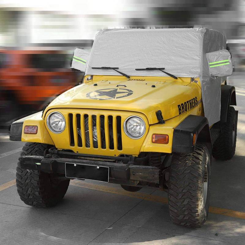 Sonnenschutzabdeckung, Für Jeep Wrangler TJ 1997-2006 Schnee-Regen-Abdeckung Wetterfeste Autoabdeckung Karosserie Staubdicht UV-Schutz-A87Q
