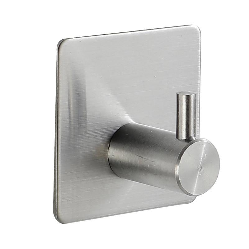 Self-Adhesive Coat Rack Hook Black Brushed White Stainless Steel Wall Mounting Without Drilling for Clothes M