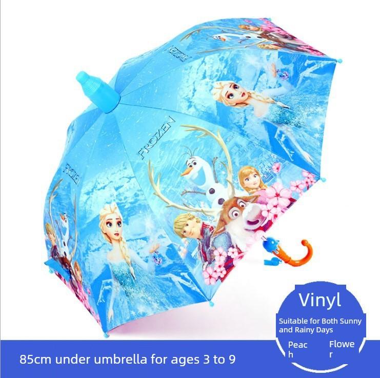 Children's Umbrella for Boys and Girls, Kindergarten and Primary School Students, Cartoon Black Plastic Sun Protection, Dual-Use for Sun and Rain