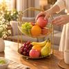 Two-Tier Fruit and Snack Basket Modern Kitchen Counter Organizer Wipe-Clean