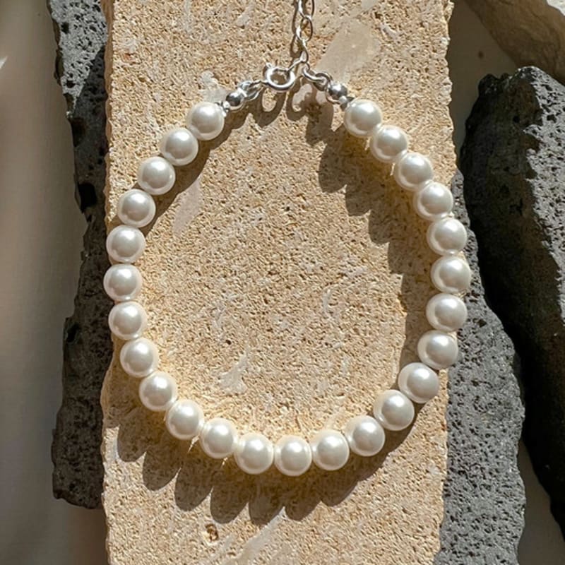 KIETIMOOR White Pearl Bracelet 6mm (Silver925) White Pearl Bracelet Silver