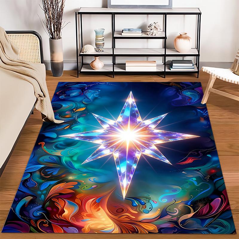 Colorful Abstract Starburst Pattern Carpet with Vibrant Swirls Design Suitable for Use As an Anti-slip for Living Room Bedroom Sofas