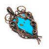 Turquoise 999 Copper Wire Wrapped Pendant, Handmade Gemstone Jewelry Pendant For Memorial Day