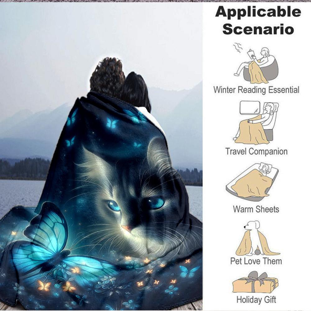 1pc Butterfly Print Blanket - Lightweight Flannel Fleece with Digital Printing, Soft Warm for Sofa, Travel, Camping, Office yy251018274