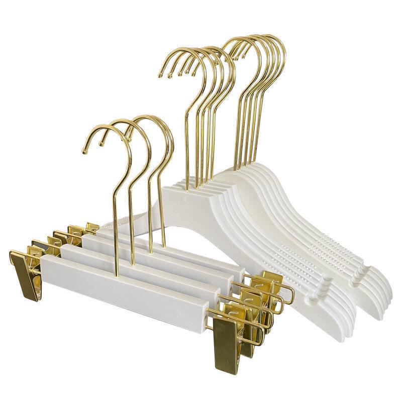 Pure White Plastic Hangers & Imitation Wood Grain Hangers with Pants Clips for Children's and Women's Clothing