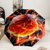Flaming Football Artwork Umbrella 8-Frame for Travel, Camping, Casual Lightweight Portable Umbrella, Essential for Every Family Holidays Gift