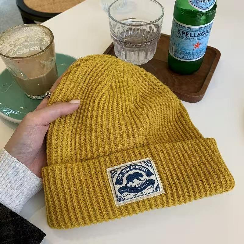 Cute headgear wool hat women's spring and autumn knitted hat women's winter warm and trendy versatile suitable for big head circumference