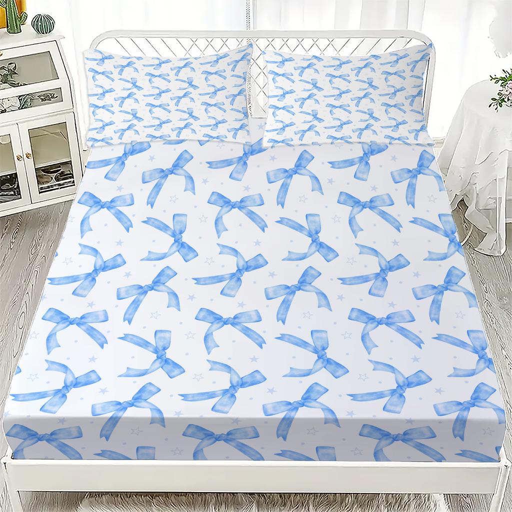 2/3pcs Bowknot Personalized Fitted Sheet Set Bowknot Personalized Bedding Set Comfortable Skin Friendly Cute Style 180x220cm