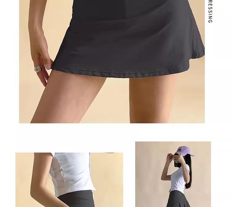 Plus Size Pleated Skort with Inner Lining for Running, Yoga, and Tennis