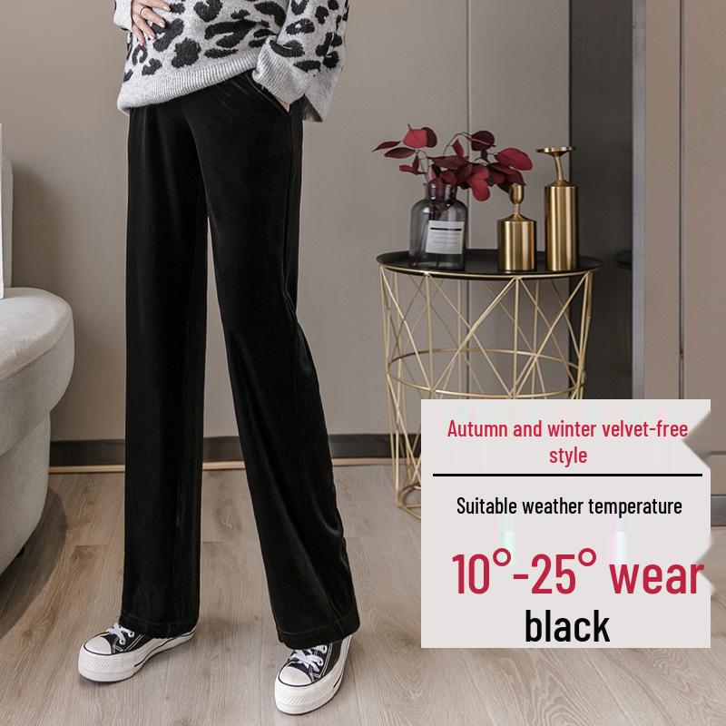 

Autumn/Winter High-Waisted Velvet Wide-Leg Maternity Pants - Trendy Loose Fit for Expecting Moms 2XL