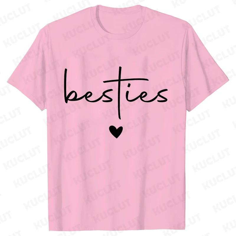 New Women Short Sleeve Tshirt Besties Print TShirt Best Friend Birthday Gift T Shirt Fashion Sports Breathable Tshirt FeUnisex S